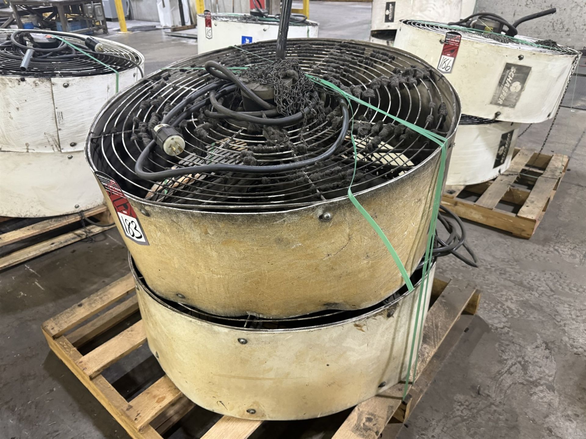 Lot of (2) SCHAEFER 36" Industrial Fans, 3 PH