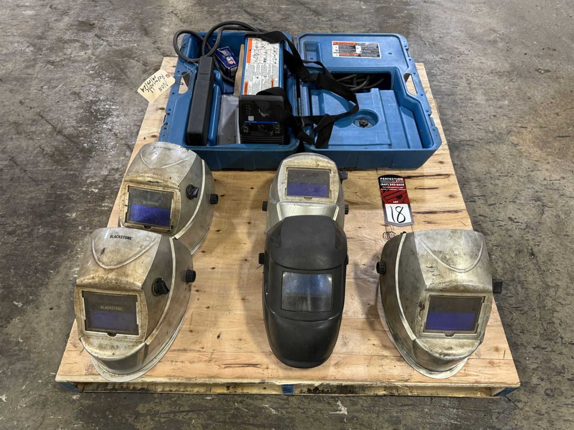 Lot Comprising MILLER Maxstar 150 STH Portable TIG and Stick Welder w/ (5) Welding Helmets