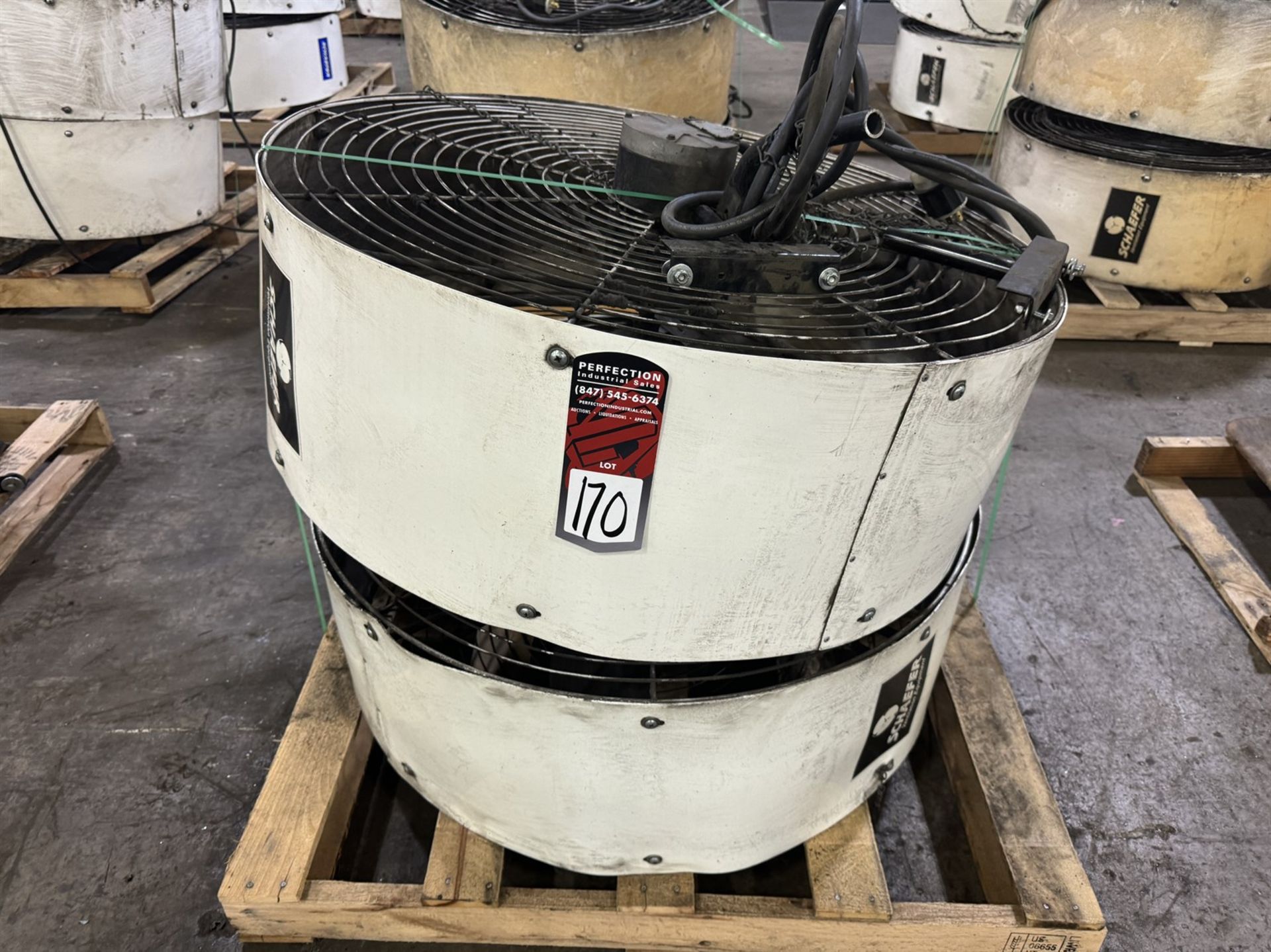 Lot of (2) SCHAEFER 36" Industrial Fans, 3 PH