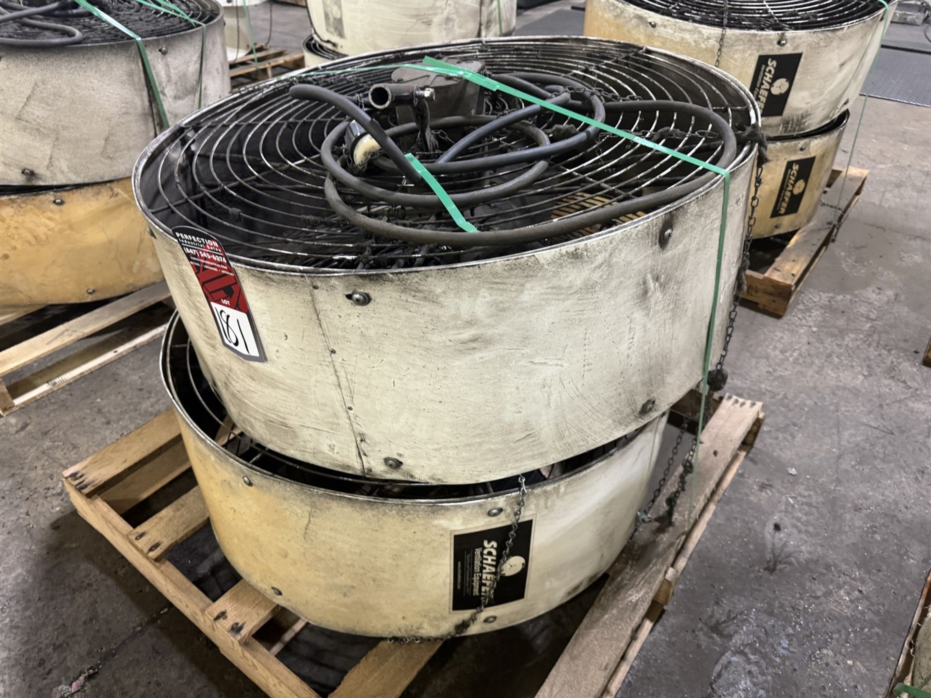 Lot of (2) SCHAEFER 36" Industrial Fans, 3 PH