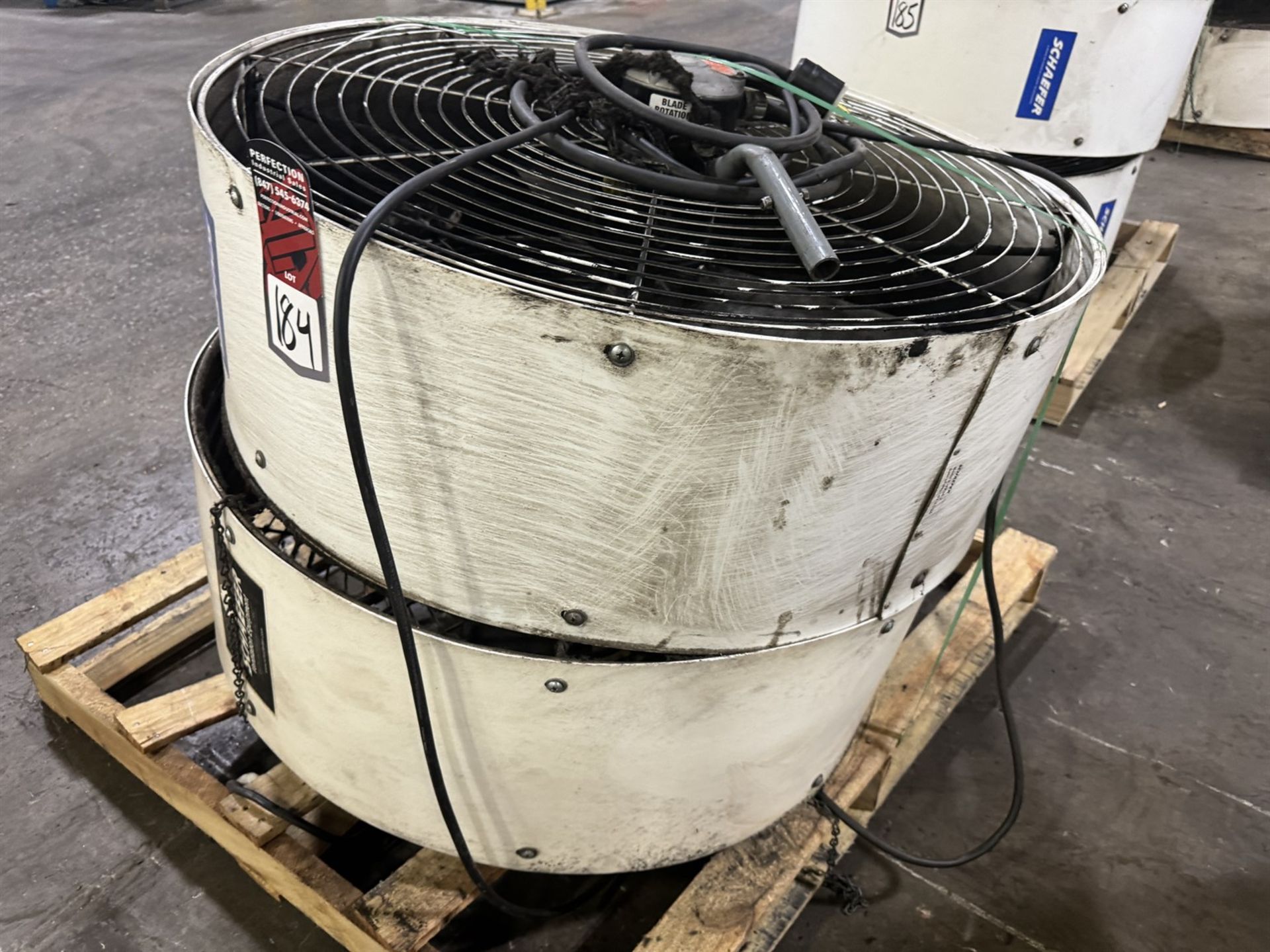 Lot of (2) SCHAEFER 36" Industrial Fans, 3 PH