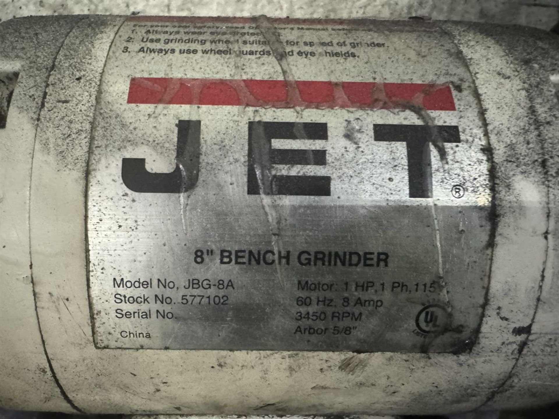 JET JBG-8A Pedestal Grinder, s/n na, 1 HP, 3450 RPM - Image 4 of 4