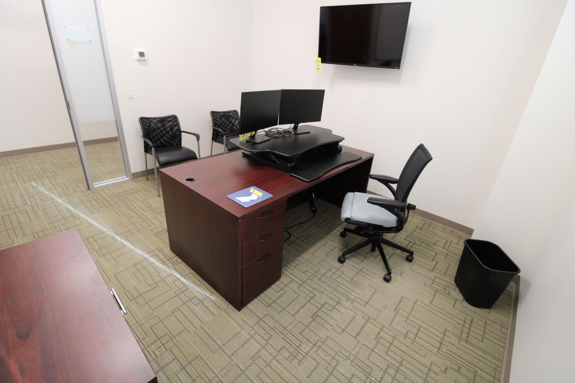 CONTENTS OF OFFICE: desk, chairs, credenza (the TV and Mount-It are NOT included ) - Image 2 of 3