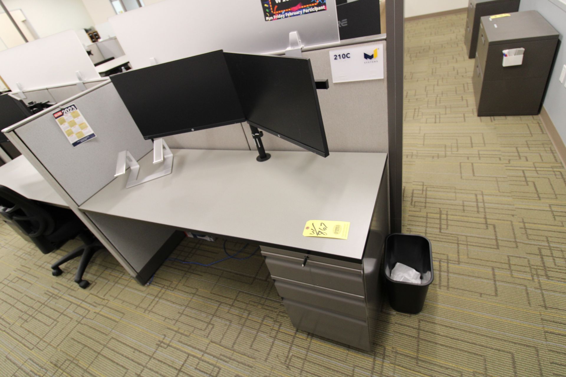 LOT OF (8) CUBICLE SECTIONS, 24" x 60" desks w/ monitors and chairs - Image 11 of 11