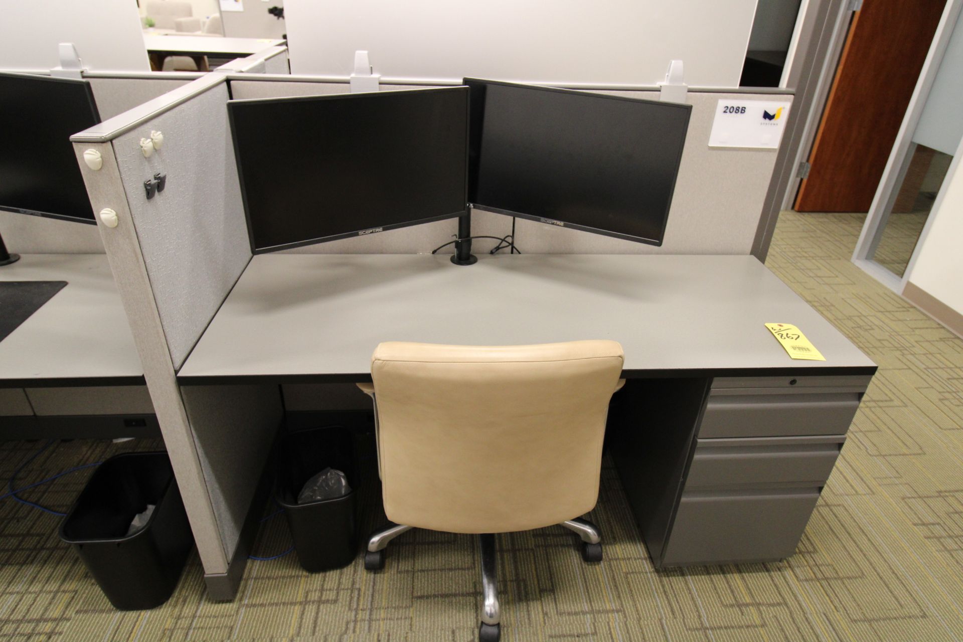 LOT OF (8) CUBICLE SECTIONS, 24" x 60" desks w/ monitors and chairs - Image 6 of 11