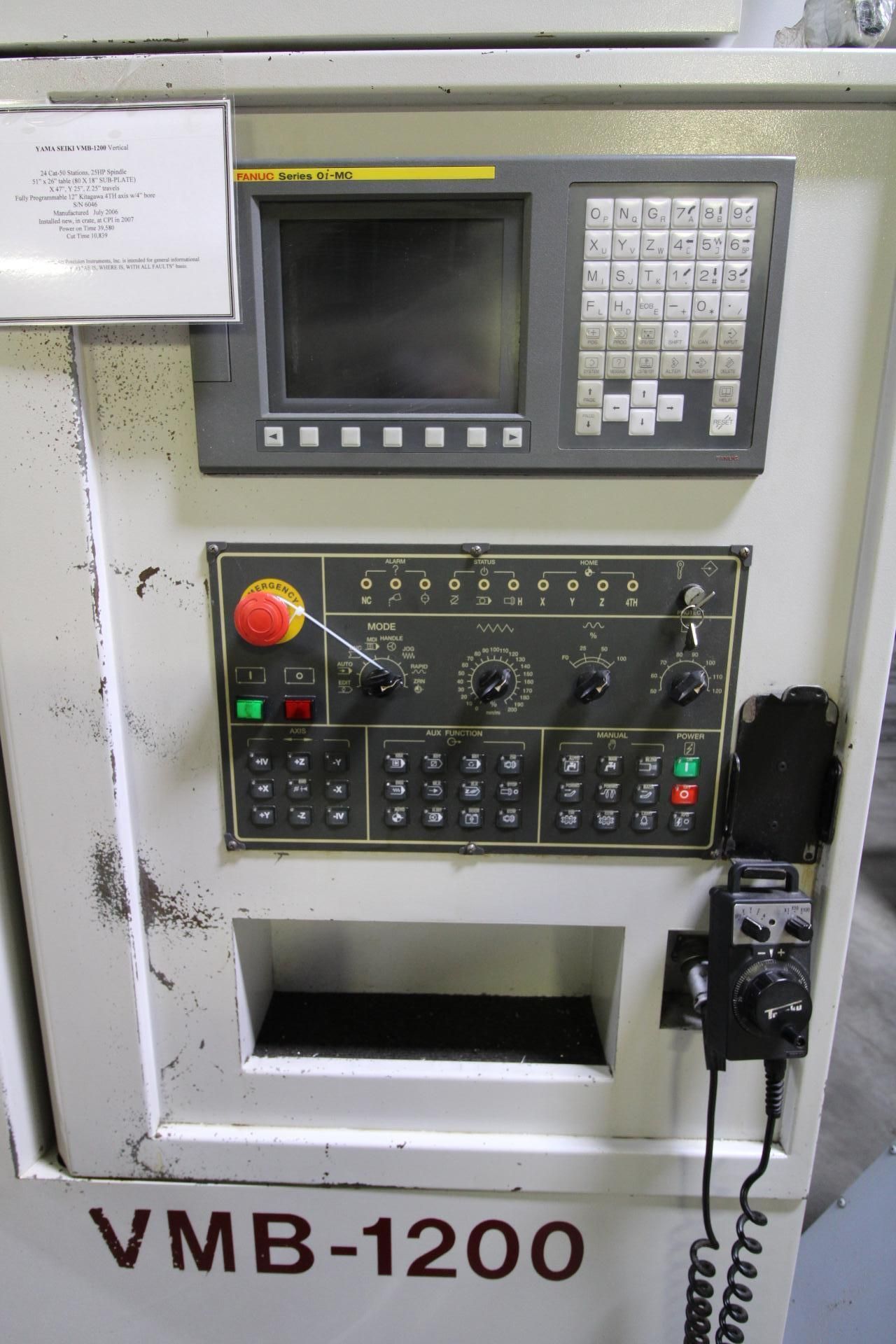 4-AXIS VERTICAL MACHINING CENTER, YAMA SEIKI MDL. VMB-1200, new 2006, installed new 2007, Fanuc Oi- - Image 6 of 17