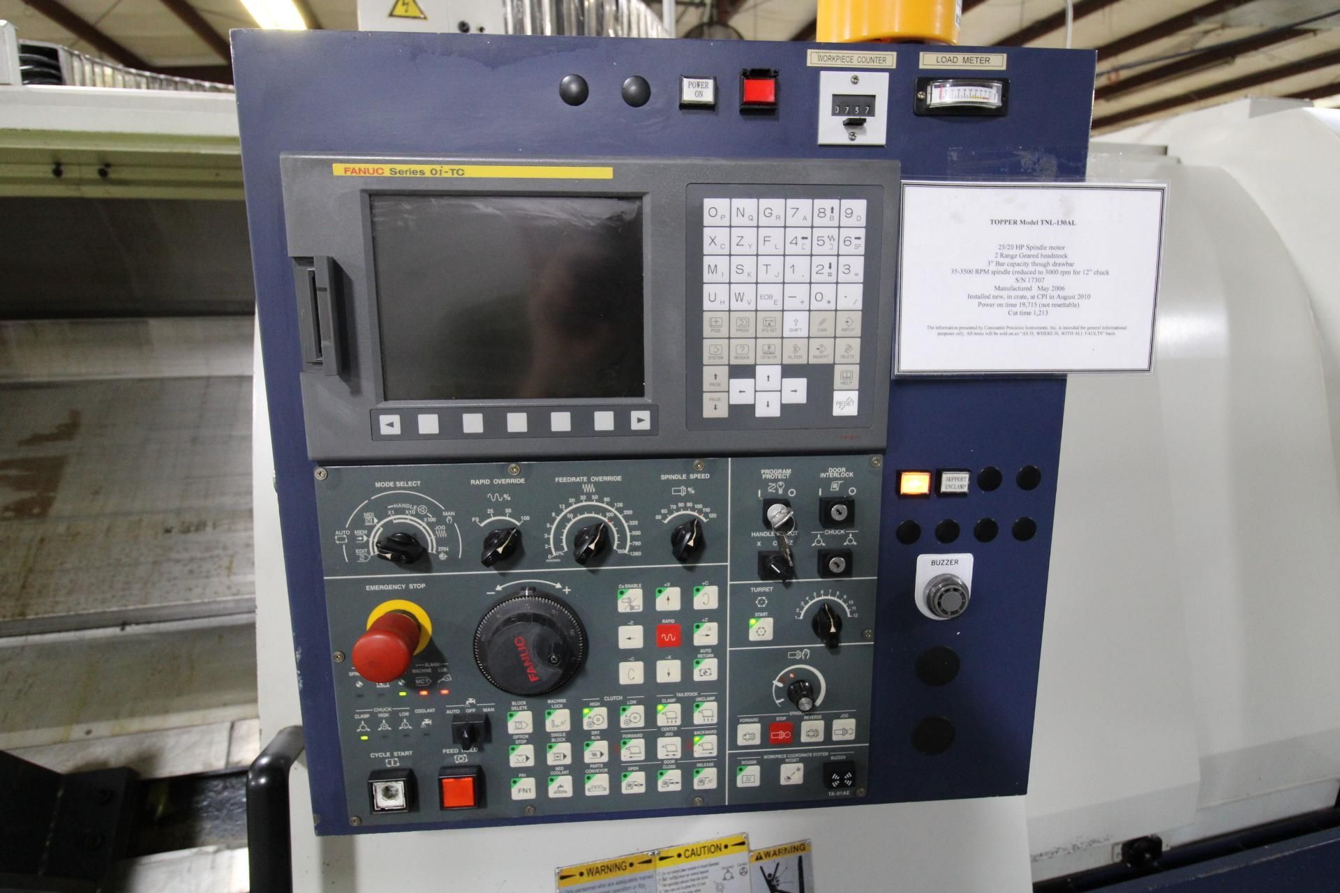 CNC LATHE, TOPPER MDL. TNL-130AL, new 2006, installed as new in 2010, Fanuc Oi-TC control, 3” bar - Image 13 of 17