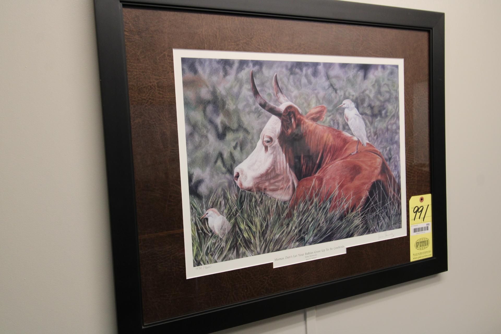 HOUSTON LIVESTOCK SHOW, AWARD WINNING FRAMED PRINT, "MAMMA'S DON'T LET THEIR BABIES GROW UP TO BE CO - Image 2 of 3