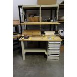 ROUSSEAU OPEN WORKBENCH, w/ 6-drawer cabinet, wood top, 30" x 60" x 84" tall (Note: two week delayed