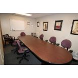 LOT CONTENTS OF CONFERENCE ROOM, 48" x 144" table, (8) chairs, corner credenza, pictures on walls (T