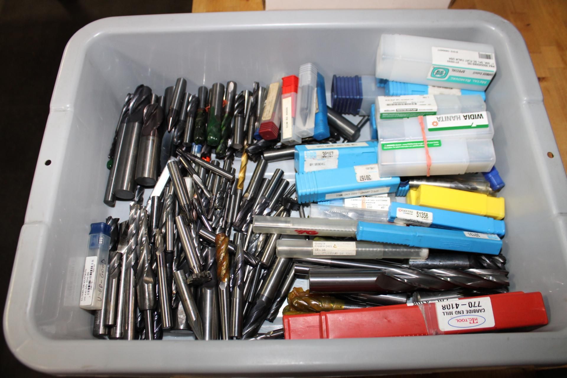 LOT OF CARBIDE END MILLS (in one plastic container)