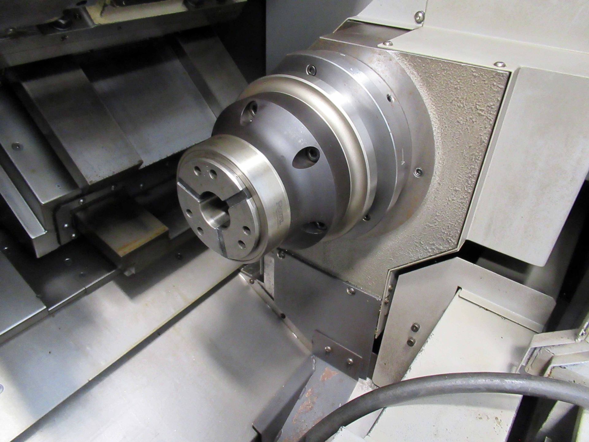 CNC SLANT BED LATHE, TSUGAMI MDL. MO8SY, Mfg. 5/2015, (2) chucks, 12-pos. turret, dual spdls., 3- - Image 7 of 10