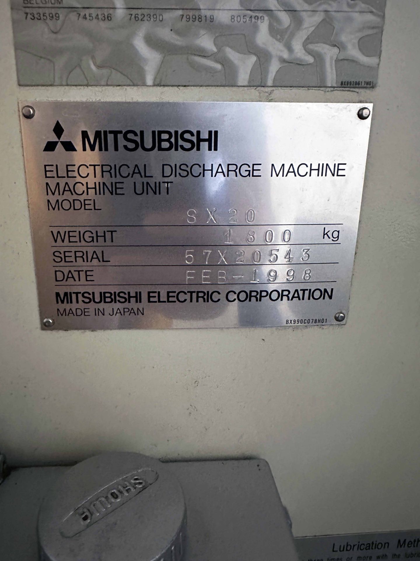 WIRE EDM MACHINE, MITSUBISHI MDL. SX-20, 19.7” X axis, 13.8” Y axis, 10.6” Z-axis travels, 2,200-lb. - Image 7 of 7