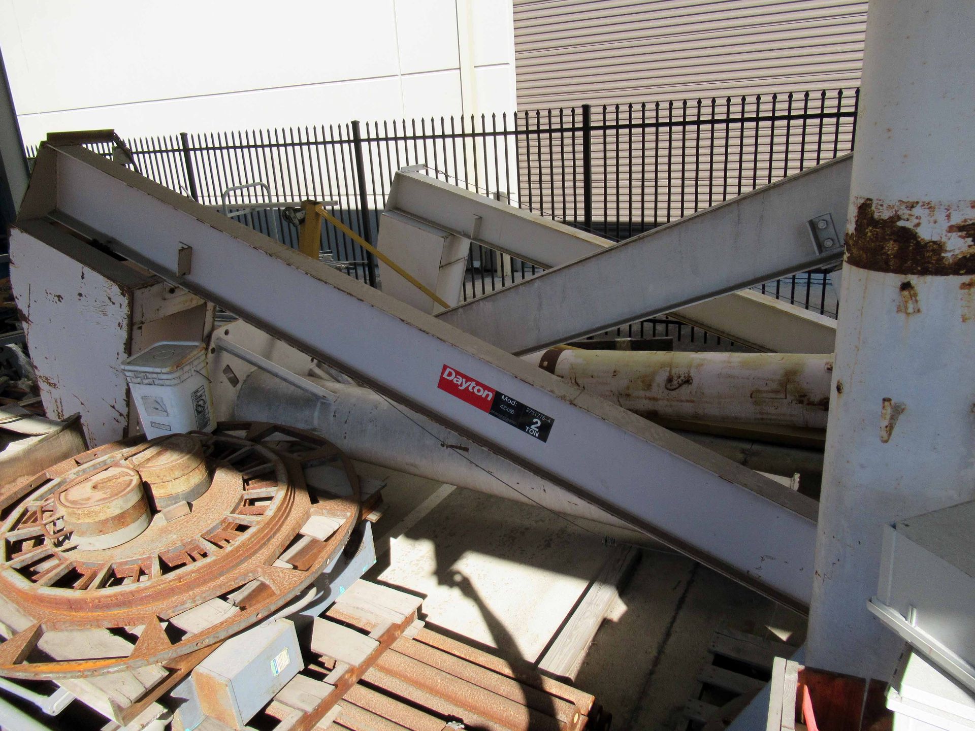 PEDESTAL TYPE JIB CRANE, DAYTON 10'H. X 12' 2-T. MDL. 4ZX26, already disassembled), no hoist ( - Image 2 of 2