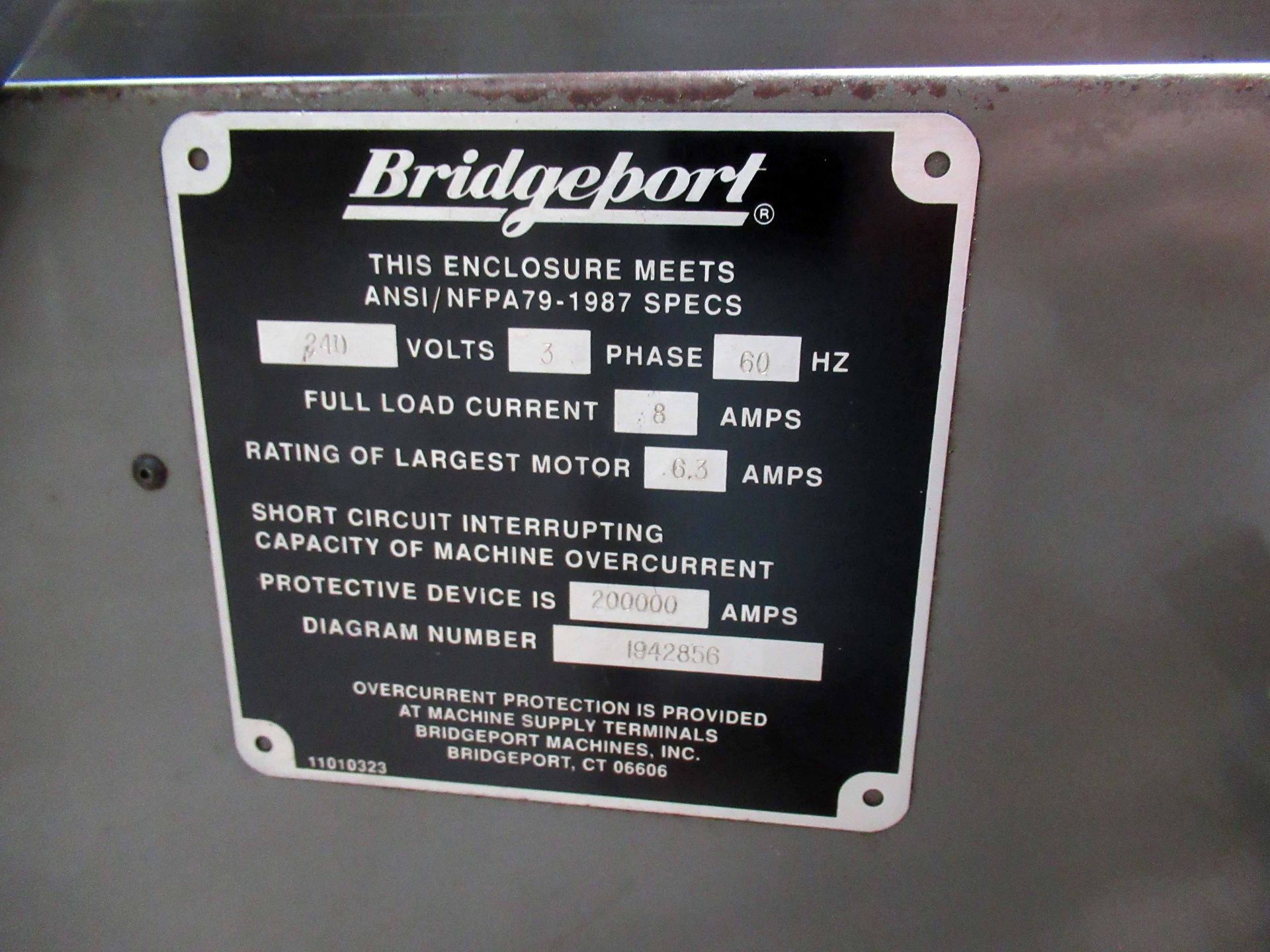 CNC BED MILL, BRIDGEPORT EZ TRAK SX, Ex Tran control, 9" x 48" tbl. size, pwr. draw bar, 4" riser ( - Image 6 of 6