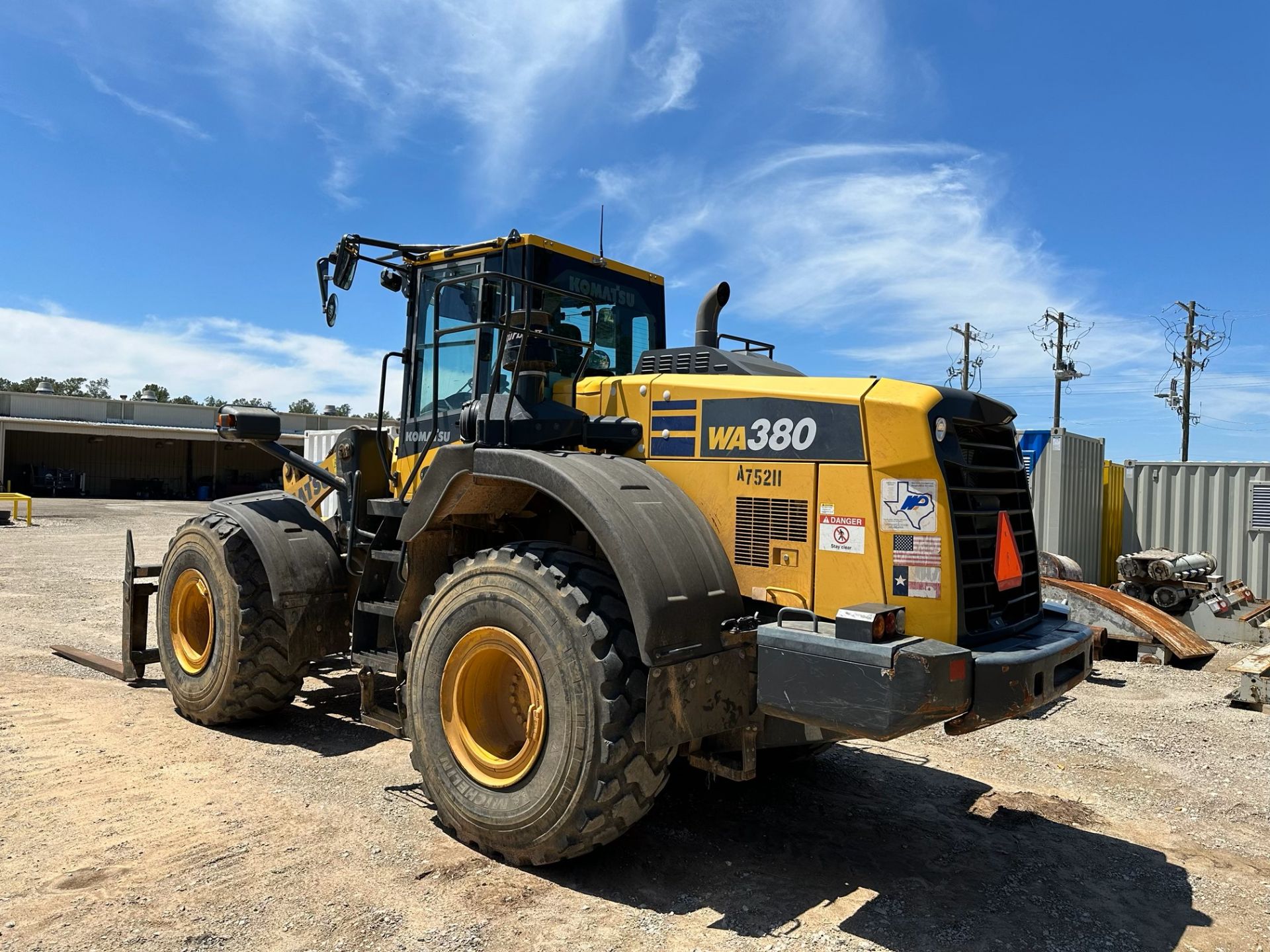 ARTICULATED WHEEL LOADER, 2020 KOMATSU MDL. WA380-8, Asset No. WL34, bucket and forks, 7,269 H.O.M.,