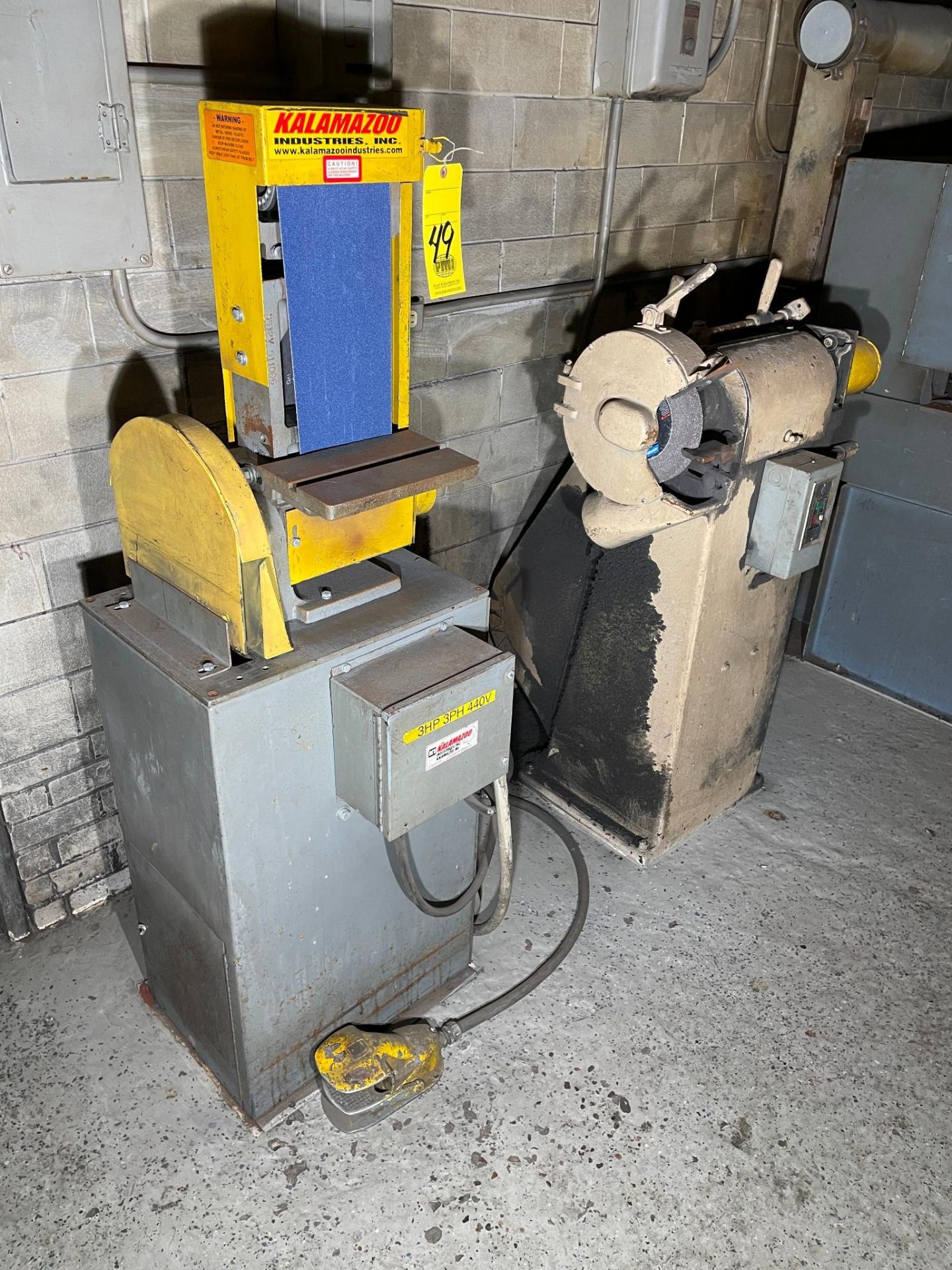 LOT CONSISTING OF: combination 6" belt/ 12" disc sander, 440 v. & pedestal grinder - Image 2 of 2