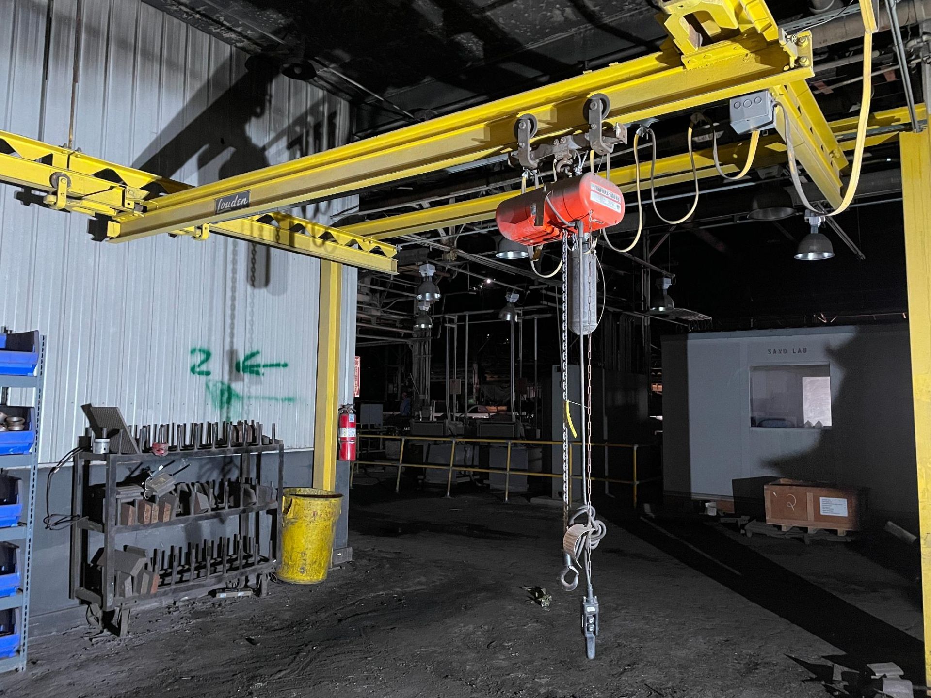 FREE STANDING BRIDGE CRANE SYSTEM, LOUDEN, approx. 15' x 35' beam, 10' under hook, w/ CM Lodestar - Image 2 of 2