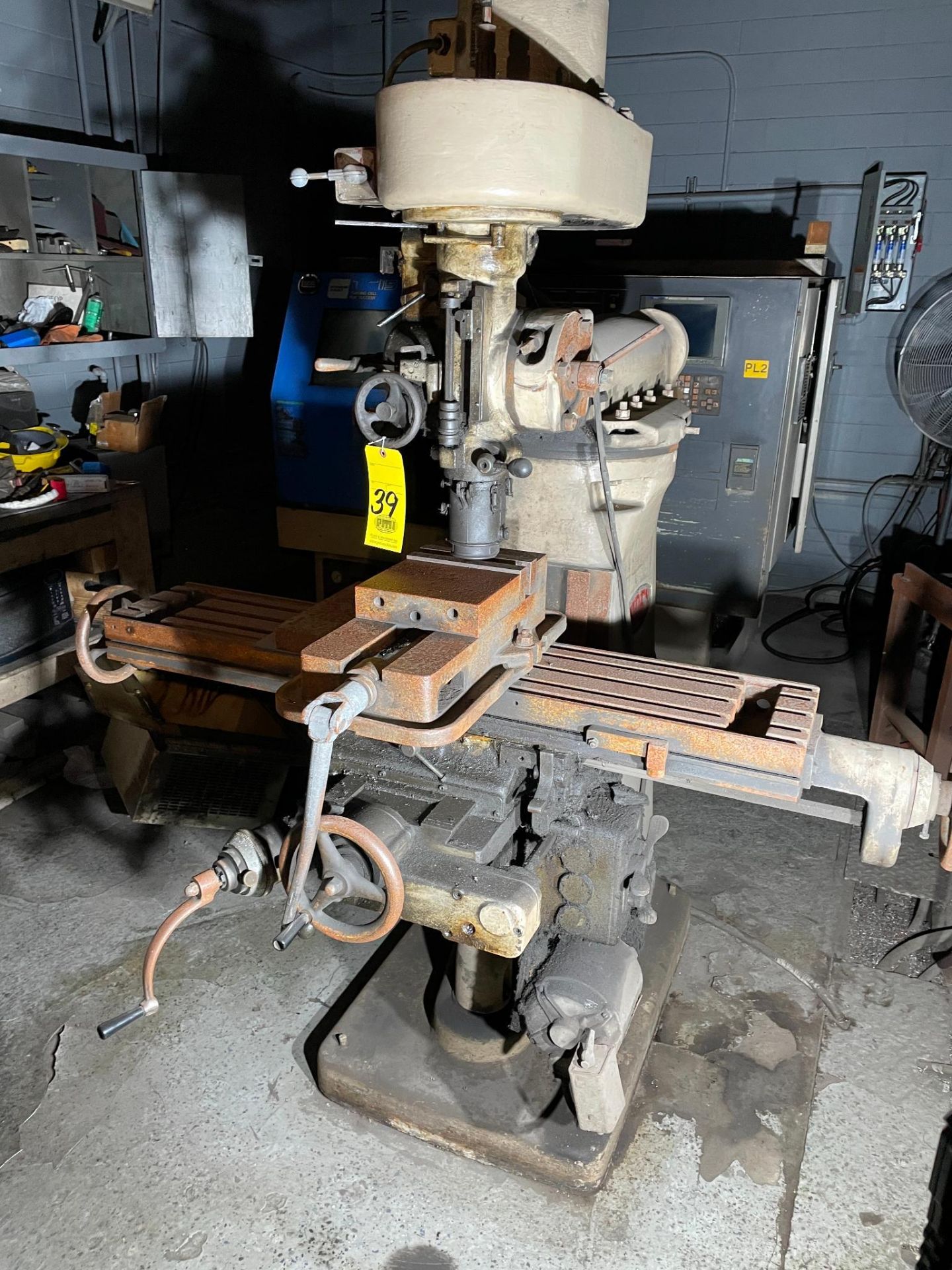 INDEX VERTICAL TURRET MILL, w/ vise, table size approx. 9" 4', 3 Ph, S/N 645-12174