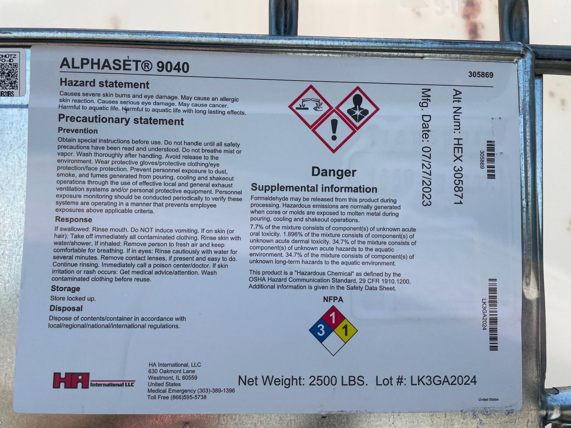 LOT OF IBC TANKS, approx. (144), empty, 275 gal., see MSDS labels for prior content - Image 3 of 3