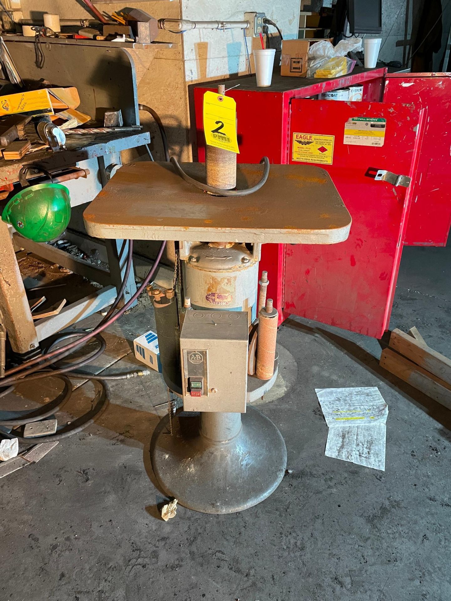 OSCILLATING SPINDLE DRUM SANDER, MFG. UNKNOWN, 115/130 v., 1/2 HP, 1,725 RPM (Made in America)