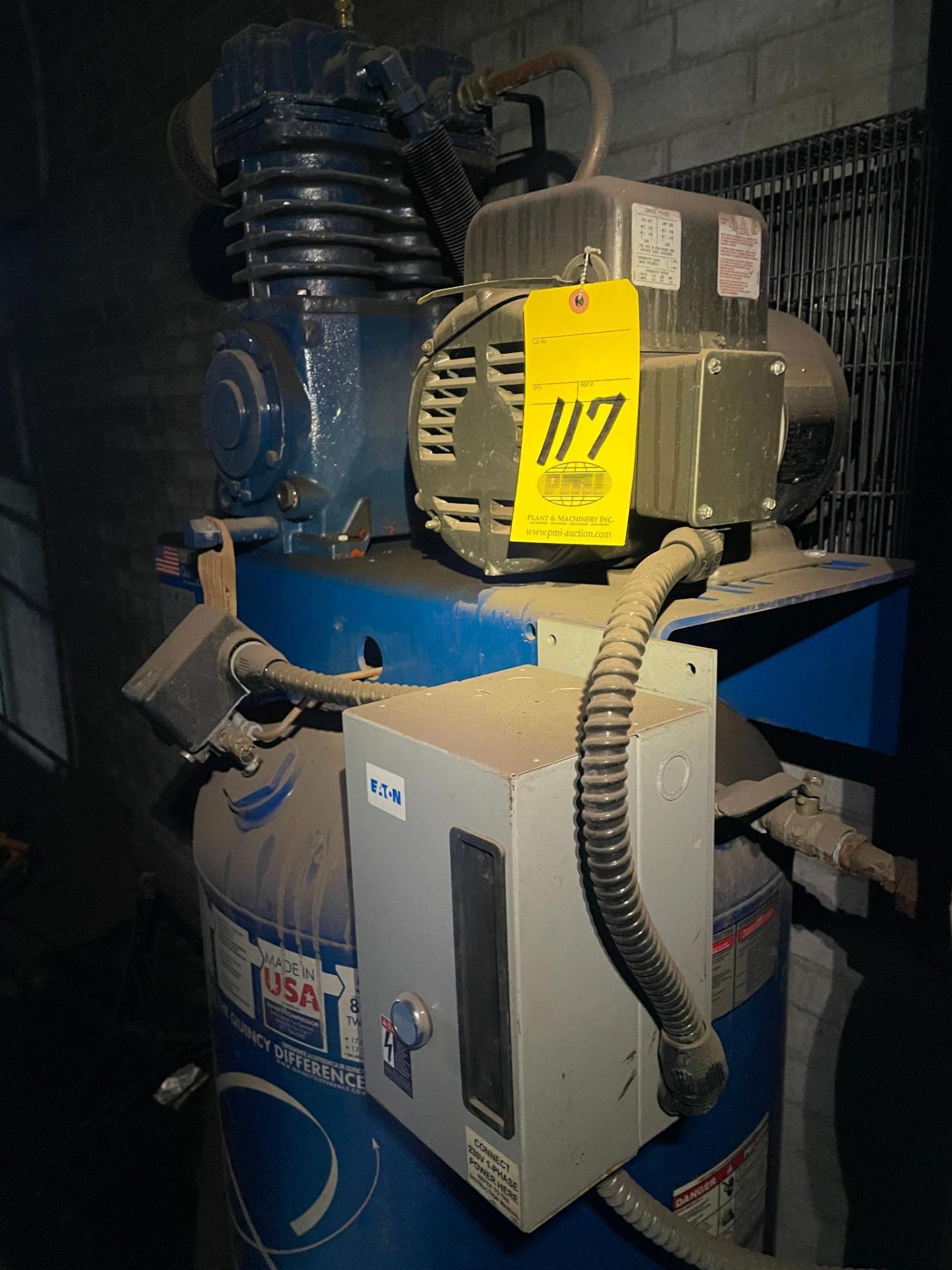 TWO-STAGE AIR COMPRESSOR, QUINCY QT-5 MDL. QTV-5-80AM, new 2018, 230 v., 5 HP, 80 gal., 1 Ph., S/N - Image 3 of 4