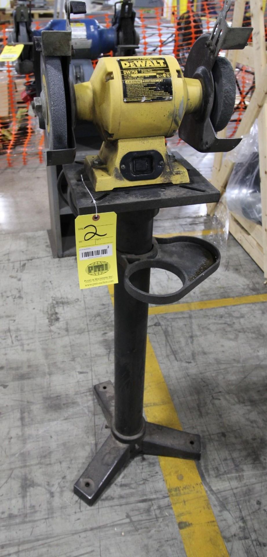 PEDESTAL GRINDER, DEWALT MDL. DW758. 8" dia. wheels, 3/4 HP, 3600 RPM