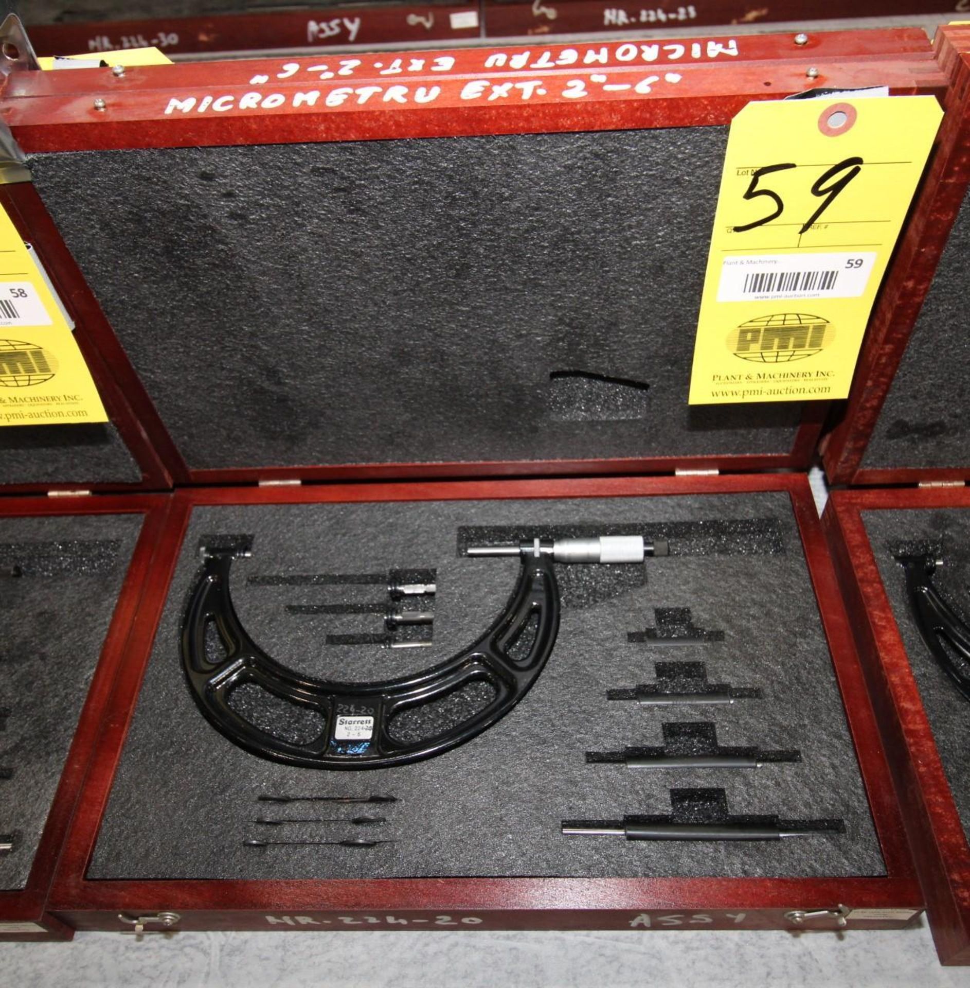 OUTSIDE MICROMETER, STARRETT MDL. 224 ARLZ SERIES, 2 to 6" range, Interchangeable-Anvil