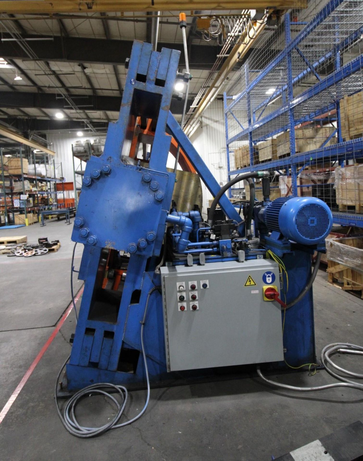 HORIZONTAL FORCING WHEEL PRESS, SAVAGE MDL. H-400, new 2011, 400 T. pushing and 110 T. pulling cap., - Image 3 of 24