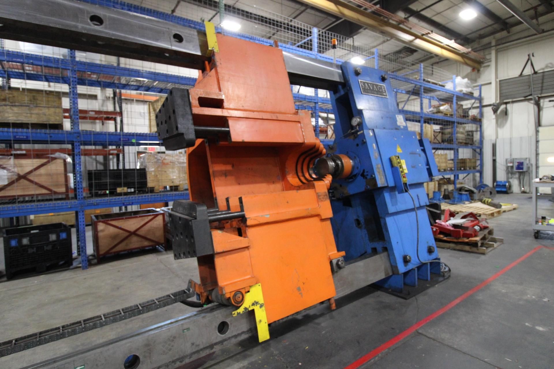 HORIZONTAL FORCING WHEEL PRESS, SAVAGE MDL. H-400, new 2011, 400 T. pushing and 110 T. pulling cap., - Image 21 of 24
