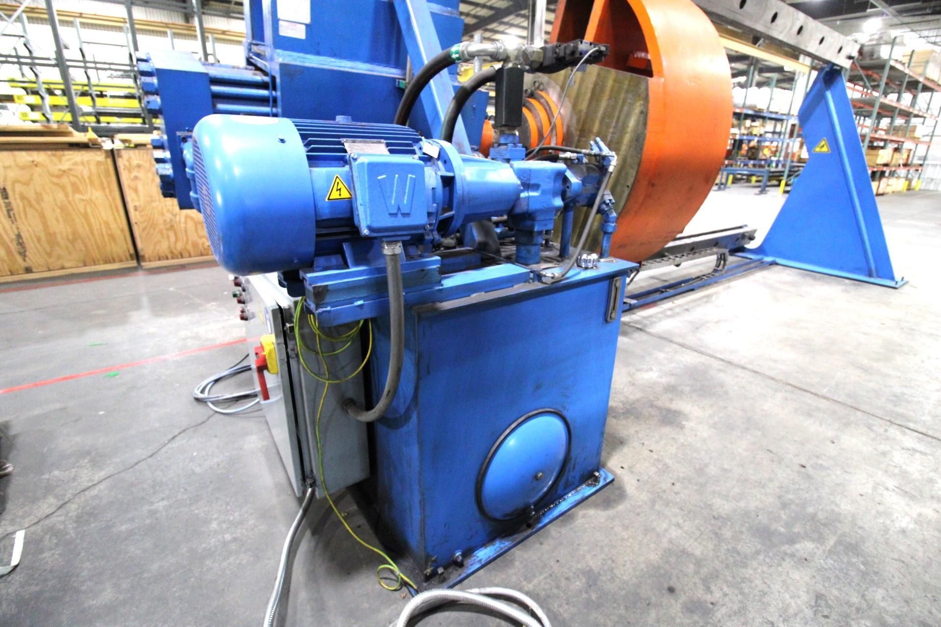 HORIZONTAL FORCING WHEEL PRESS, SAVAGE MDL. H-400, new 2011, 400 T. pushing and 110 T. pulling cap., - Image 14 of 24