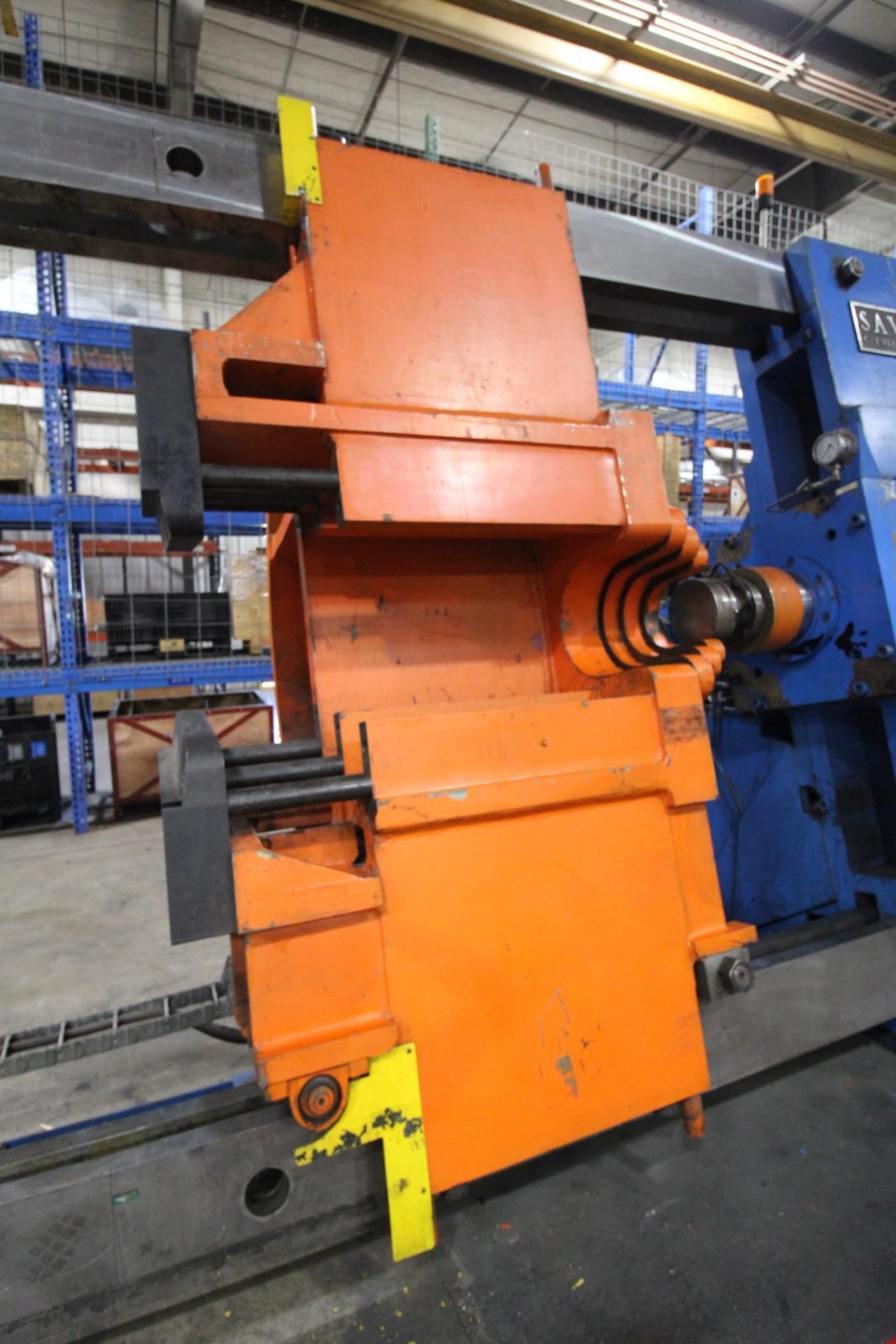 HORIZONTAL FORCING WHEEL PRESS, SAVAGE MDL. H-400, new 2011, 400 T. pushing and 110 T. pulling cap., - Image 5 of 24