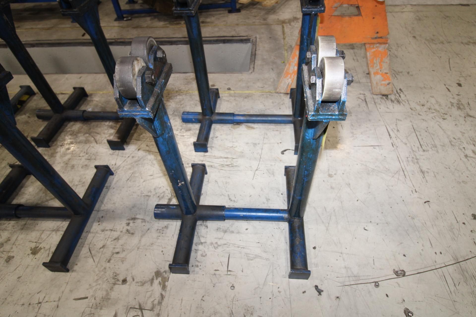 LOT OF WORK SUPPORT STANDS, (8) SETS: 24"W. base x 36" tall x adjustable spacing btwn. roll - Image 2 of 3