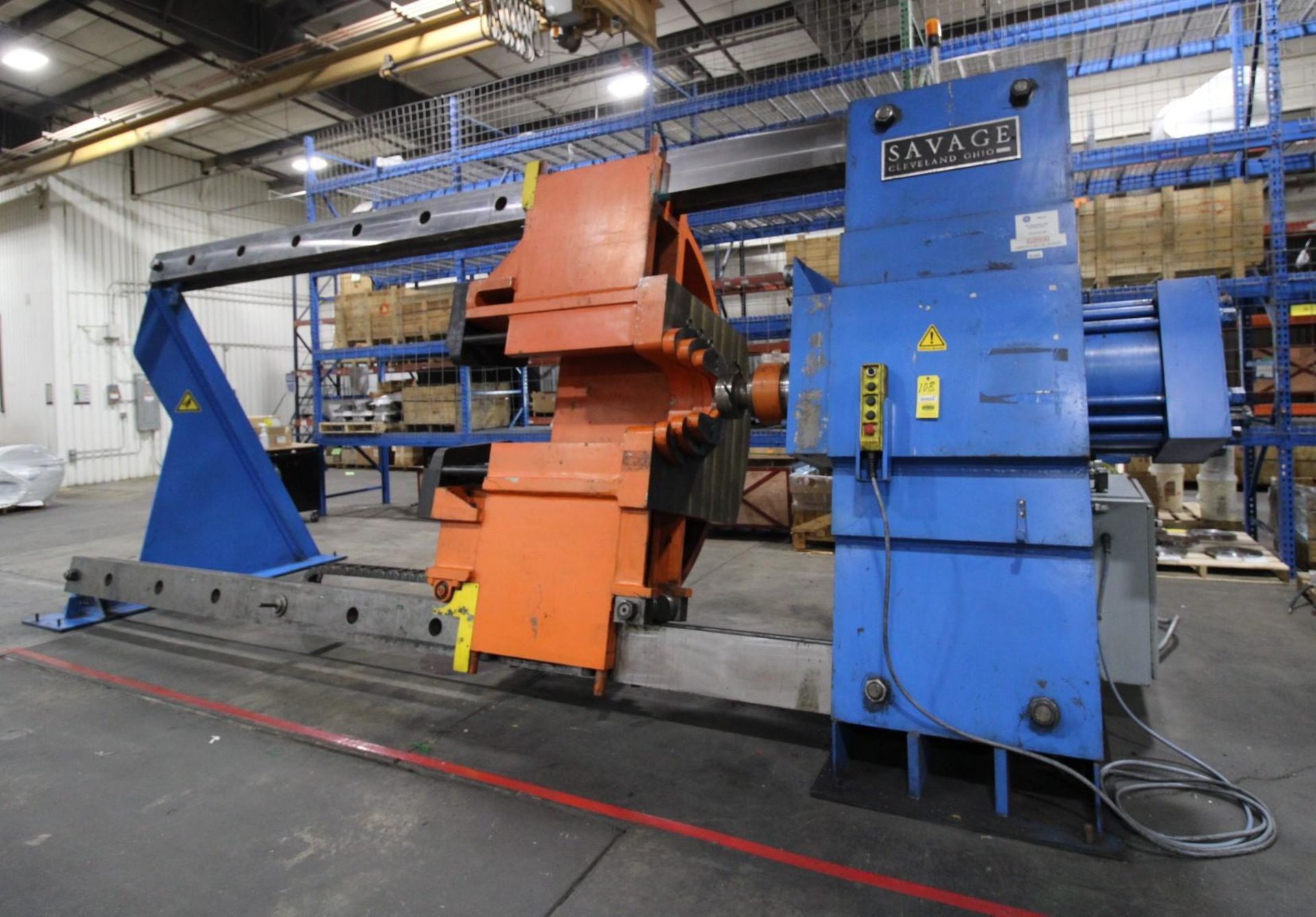 HORIZONTAL FORCING WHEEL PRESS, SAVAGE MDL. H-400, new 2011, 400 T. pushing and 110 T. pulling cap.,