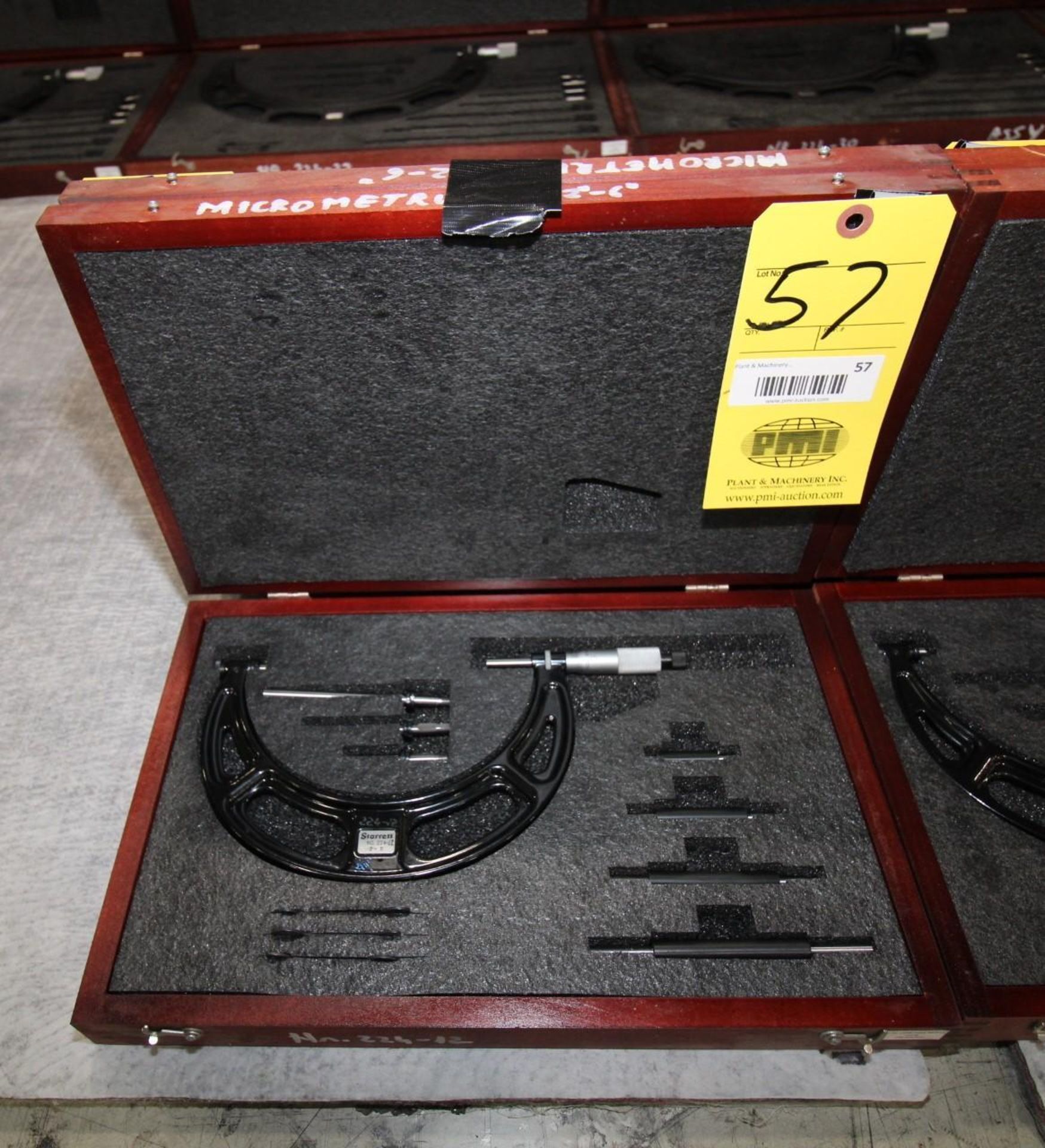 OUTSIDE MICROMETER, STARRETT MDL. 224 ARLZ SERIES, 2 to 6" range, Interchangeable-Anvil