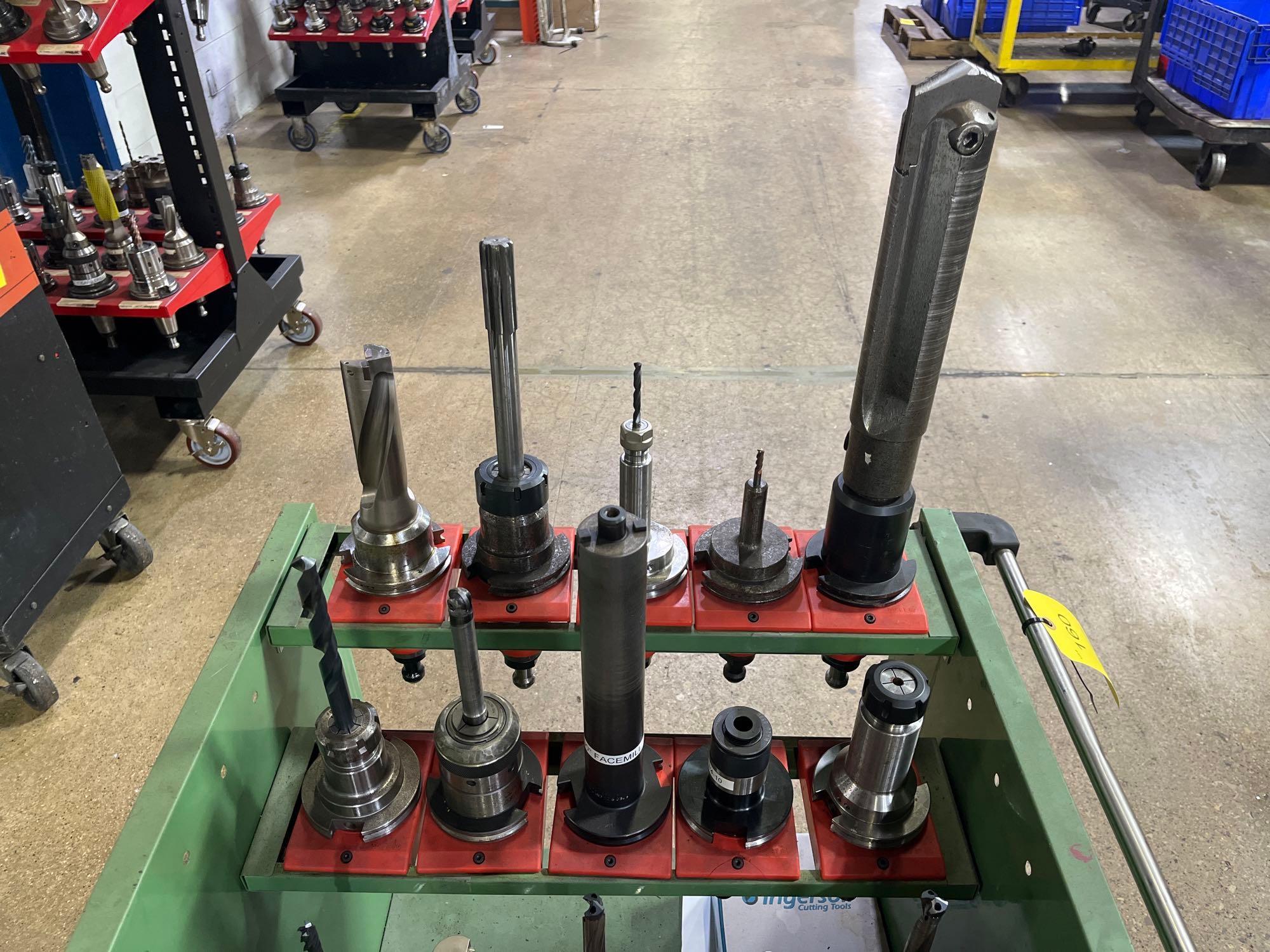 LOT: Rolling Cart w/(20) Pieces of CAT 50 Tool Holders & Assorted Tooling