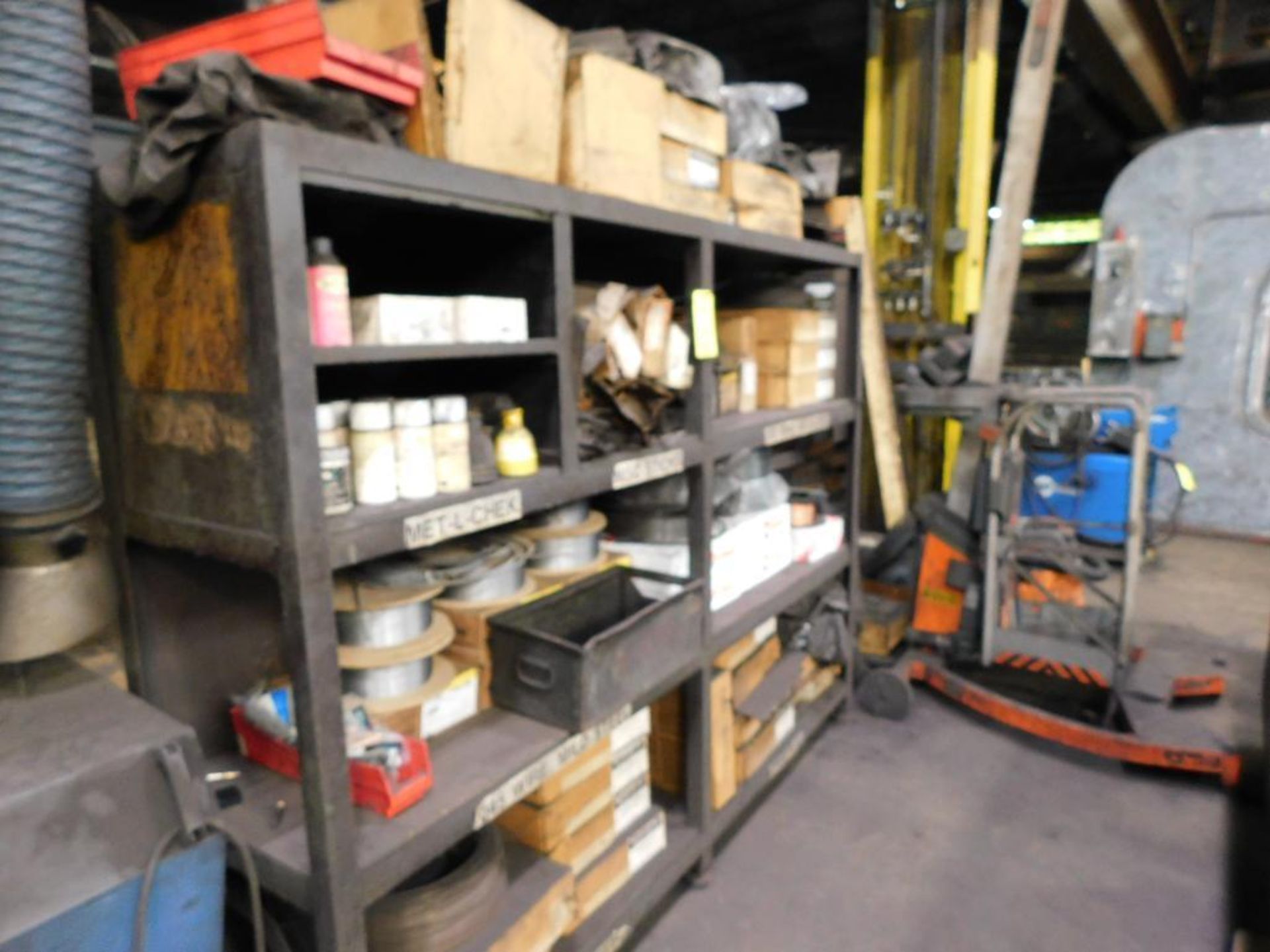 LOT: Rack w/Large Supply of Welding Wire & Electrode Supplies