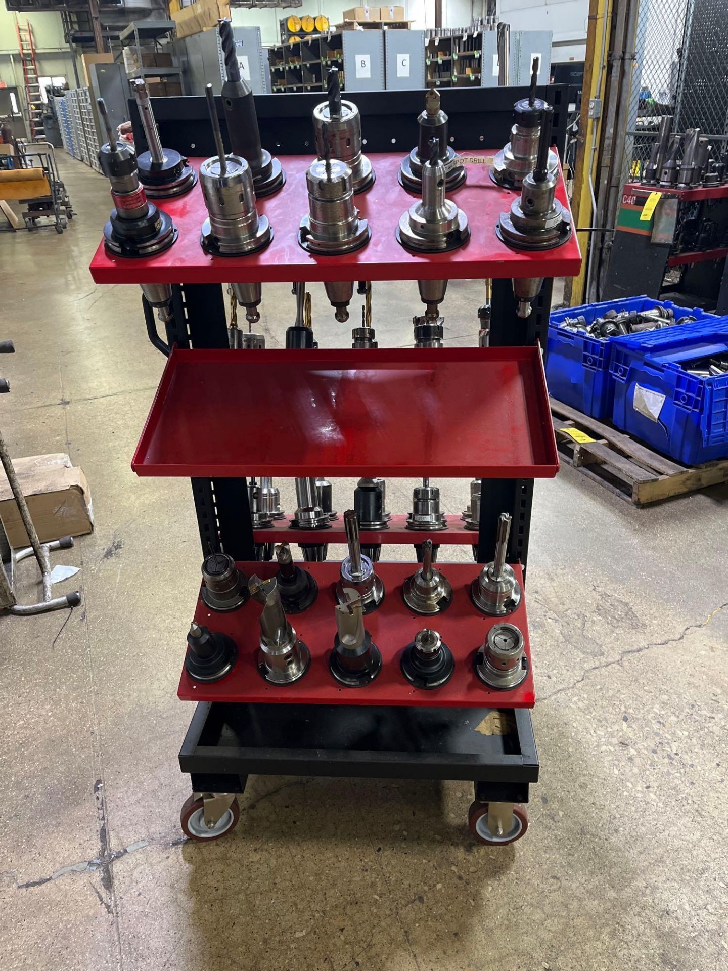 LOT: Rolling Cart w/(50) CAT 50 Tool Holders & Assorted Tooling