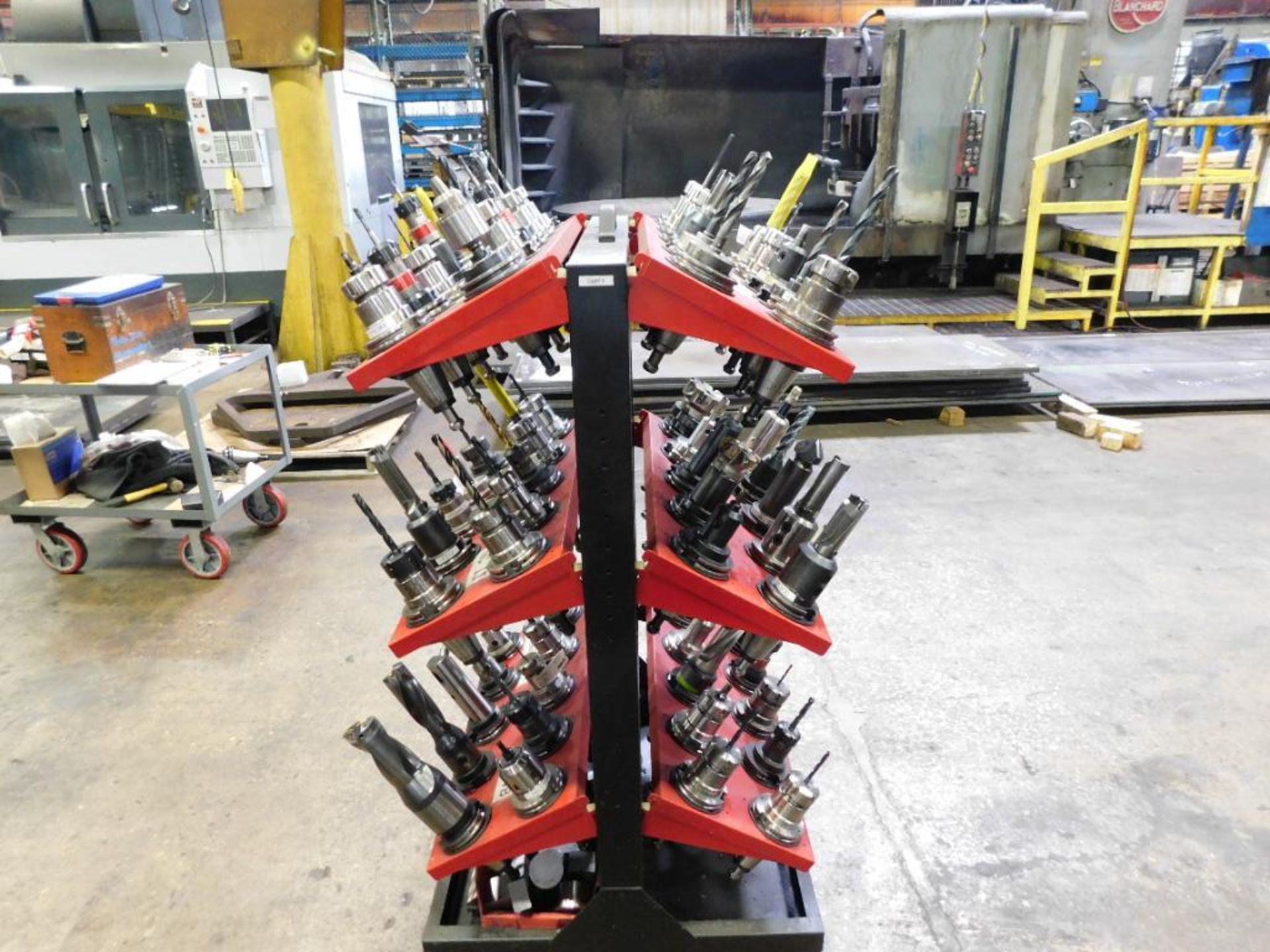LOT: Rolling Cart w/(60) Pieces of CAT 50 Tool Holders & Assorted Tooling