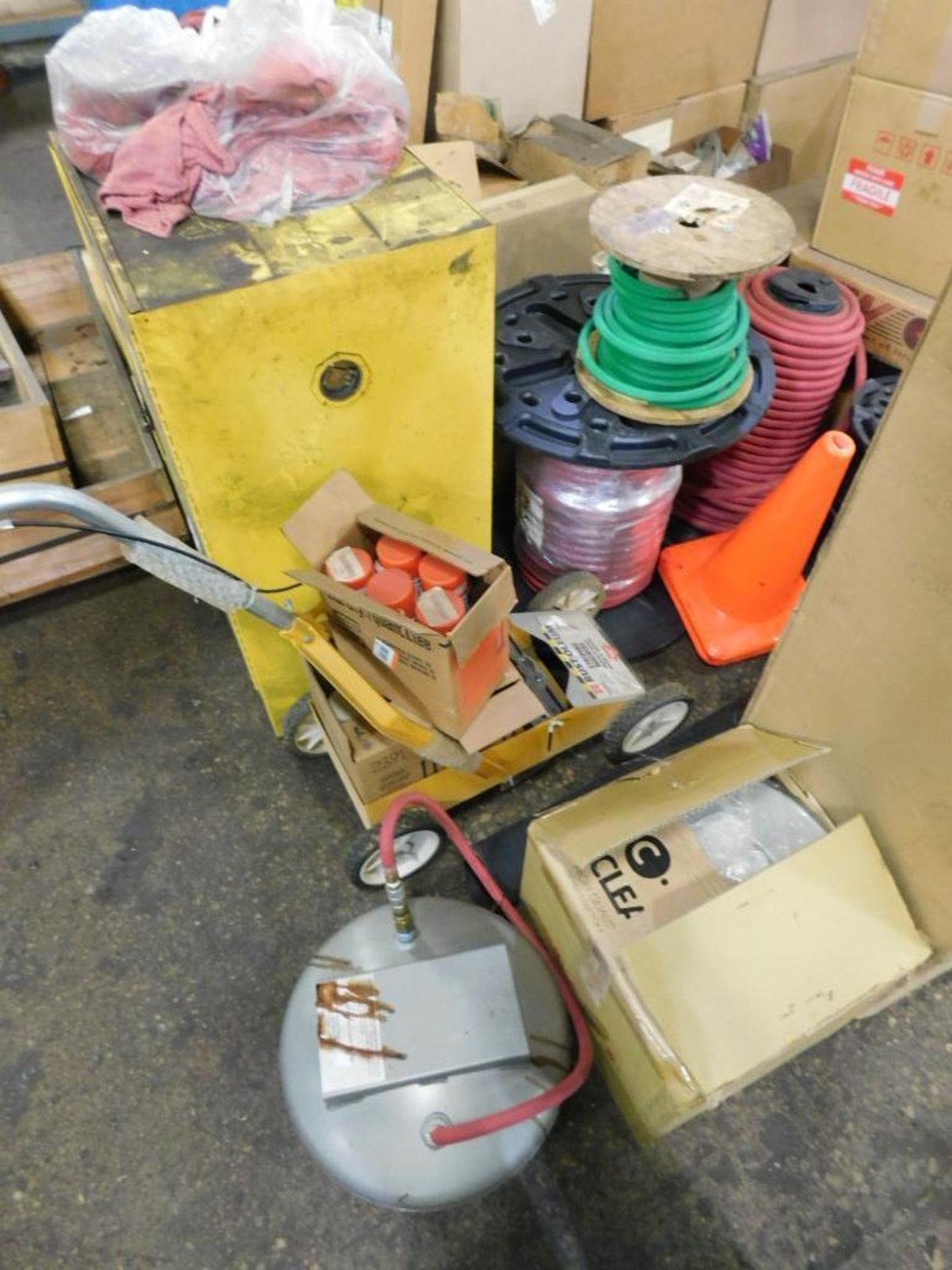 LOT: Hose, Tarps, Flammable Liquid Storage Cabinet, Building Supplies, Floor Striper, etc., NEW Wate - Image 3 of 10