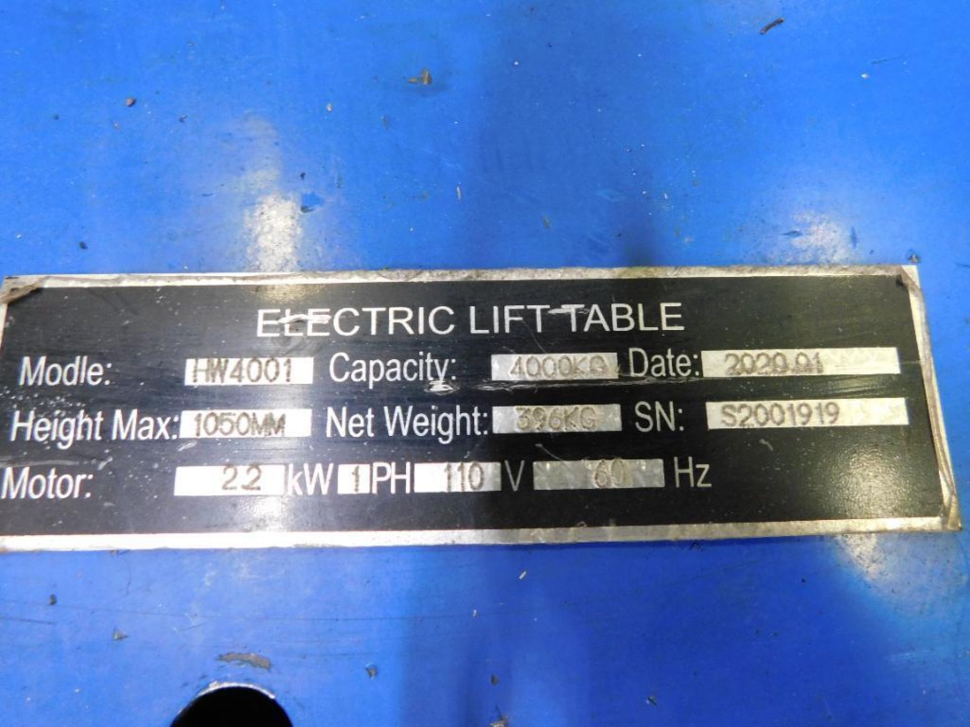 67" x 48" Hydraulic Lift Table, HW-4001, 8800 Lb. Cap. - Image 3 of 3