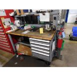 LOT: 30" x 60" Stor-Loc Maple Top Work Bench w/Tooling Cabinet & Misc. Tooling