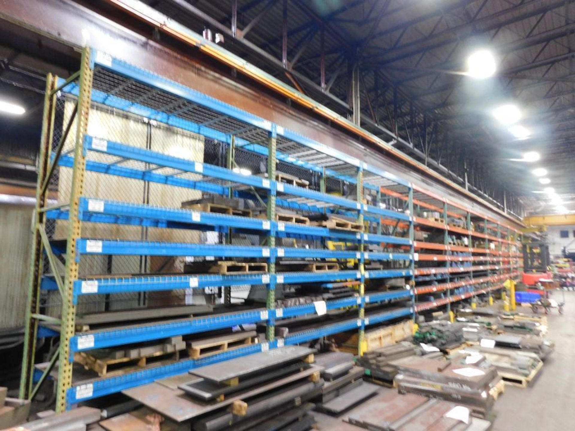 LOT: (10) Sections Pallet Rack, 12' H x 9' W x 36" D Multi Tier w/Wire Decking & Some Steel Decking