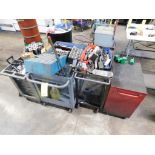 LOT: (3) Shop Carts, Tool Shop 4-Drawer Tool Box w/Contents of: Misc. Tooling, Ridgid 18" Pipe Wrenc