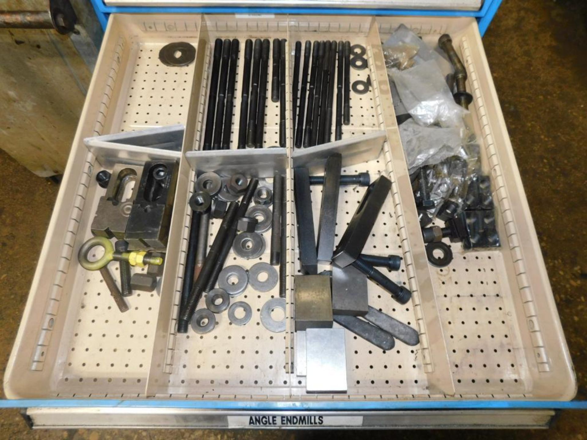 LOT: Kennedy 6-Drawer Tooling Cabinet w/Contents, Rolling Cart w/Assorted Tooling, Metal Workbench - Image 5 of 9