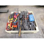 LOT: Assorted Large Taper Shank Drill Bits, Large Roughing Endmills, Allen Wrenches, Drill Chucks &