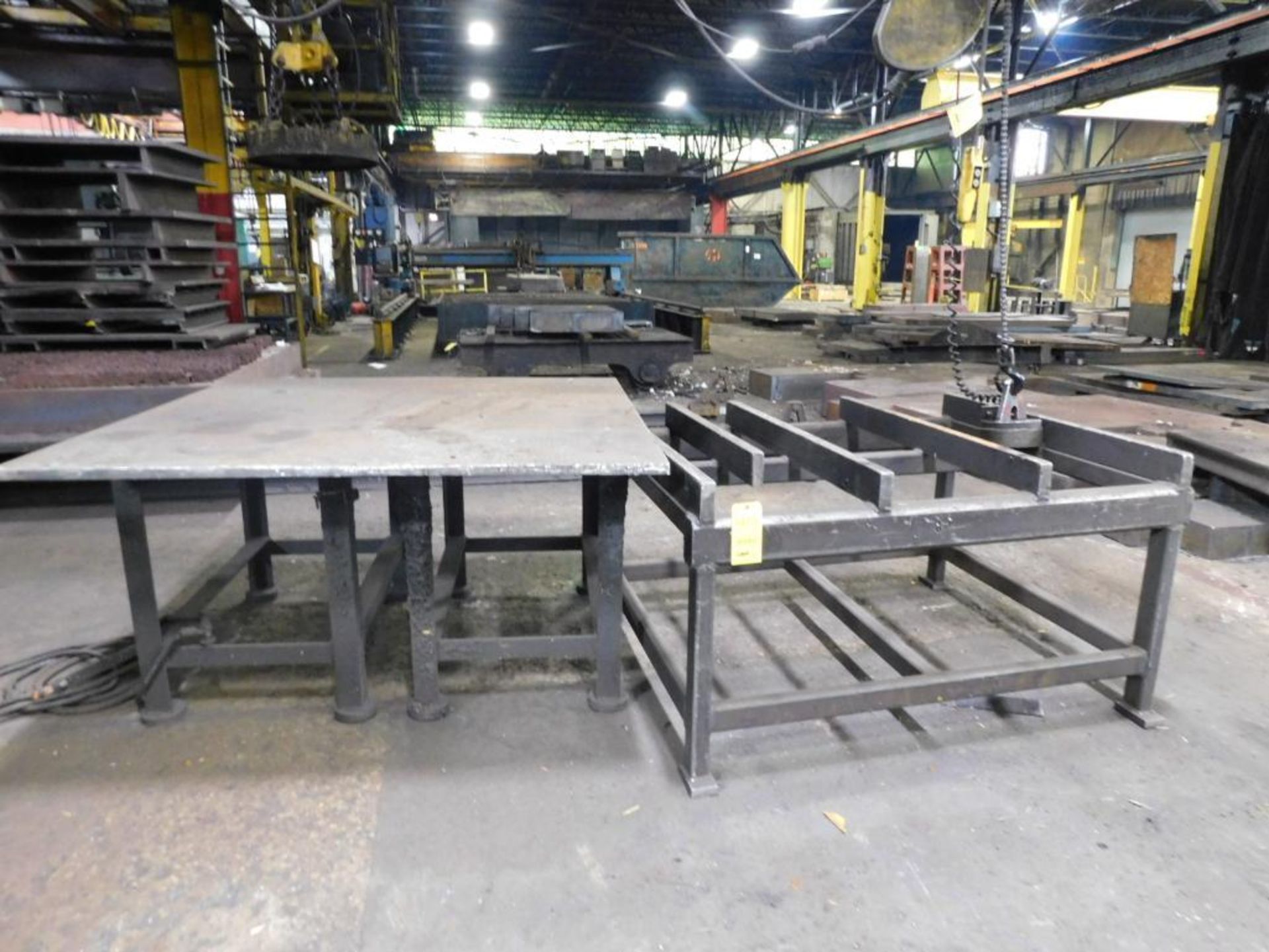 LOT: (1) 5' x 4' Die Table, (1) 64" x 64" Steel Fabrication Table, 1" Thick, (1) Steel Table