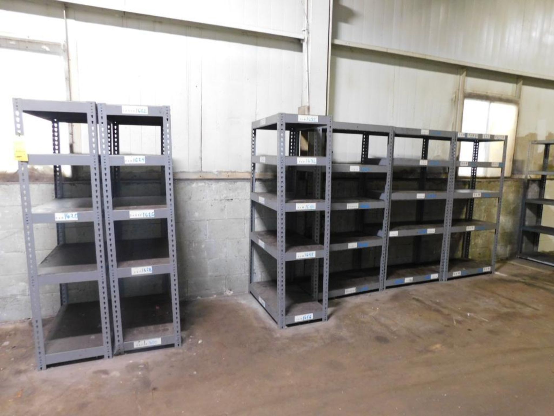 LOT: (16) Shelves, (1) Section of 7' x 6' x 24" Racking, Wood Table, 80" H x 120" W x 60" D Heavy Du - Image 4 of 11