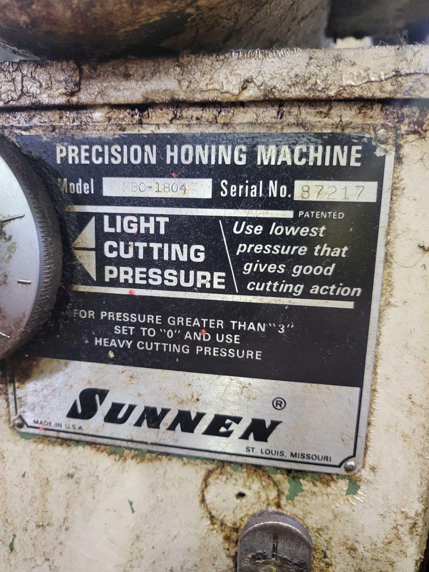 Sunnen Model MBC-1804 Honing Machine, S/N: 87217 ((Unit # 45) - Image 4 of 4