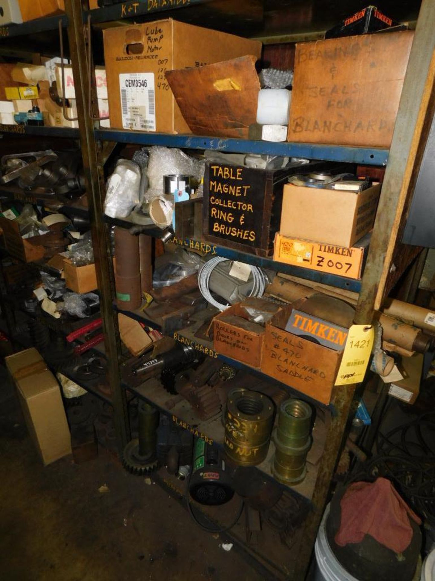 LOT: Contents of Back Maintenance Room: (2) Racks of Contents, Machine Parts, Hosing, Wire, Parts Wa - Image 2 of 16
